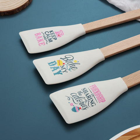 3Pcs Silicone Spatula Bamboo Wood Made