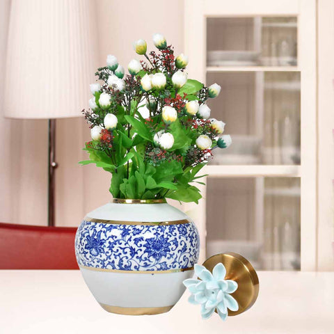 Blue And White Round Fancy Ceramic Vase