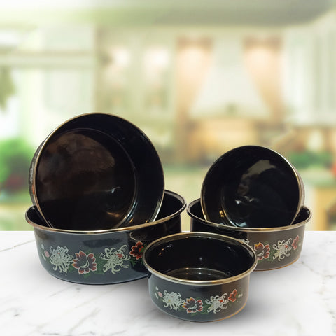 5Pcs Navy Blue Stainless Steel Bowls