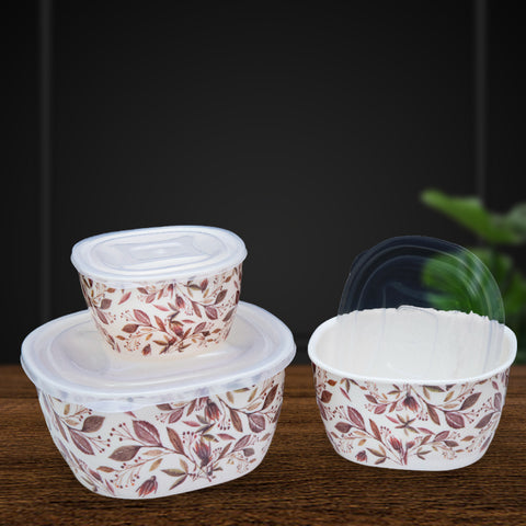 3Pcs Blue Floral Melamine Bowls