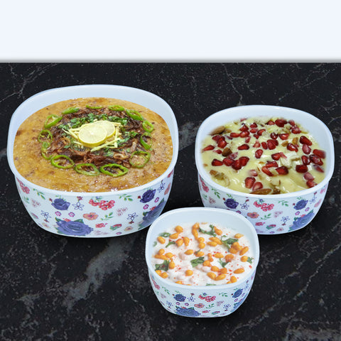 3Pcs Green n Brown Melamine Bowls