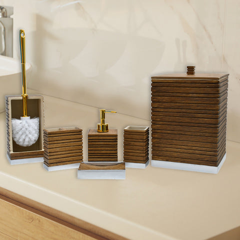 6Pcs Brown Bathroom Accessories Set