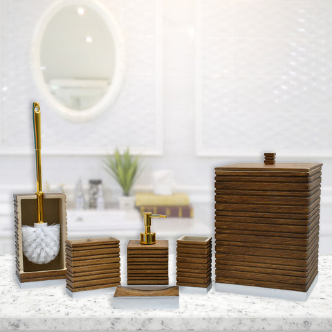 6Pcs Brown Bathroom Accessories Set
