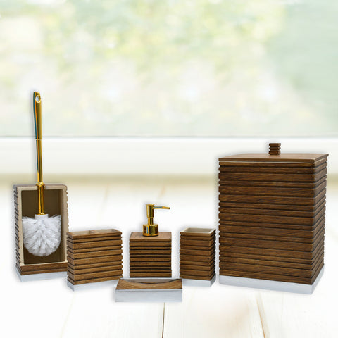 6Pcs Brown Bathroom Accessories Set