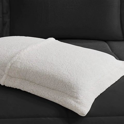 Black Quilted Fleece Sherpa Comforter