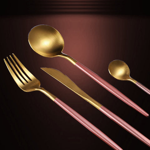 4Pcs Stainless Steel Pink Cutlery Set