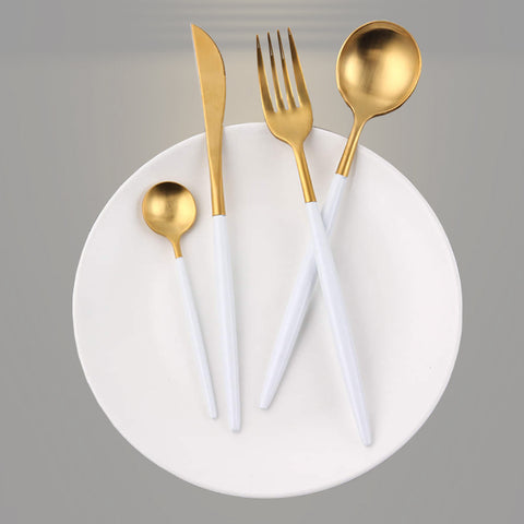 4Pcs Stainless Steel White Cutlery Set