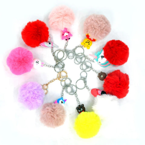 Keychain- Fluffy Ball Hanging