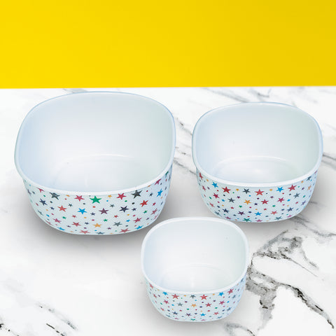 3Pcs Melamine Pink Rose Bowls