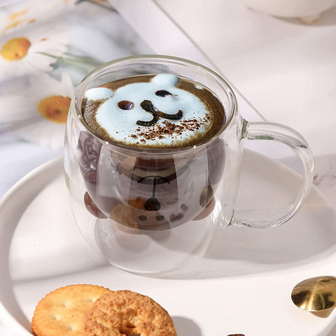 Cool Teddy Bear Double Wall Round Shape Coffee Cup