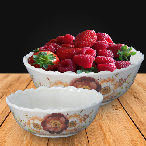 7Pcs Brown Flower Melamine Bowl Set