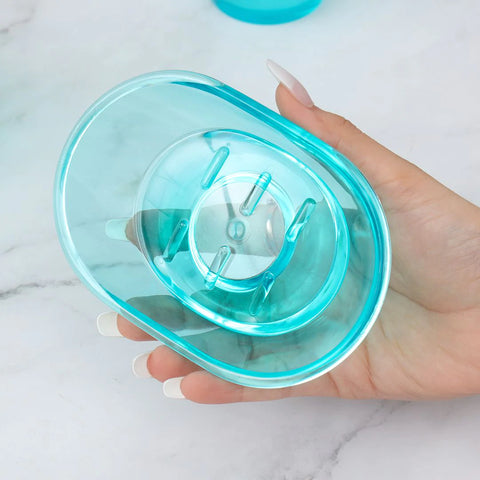 3Pcs Glossy Turquoise Plasticware Bath Accessories Set