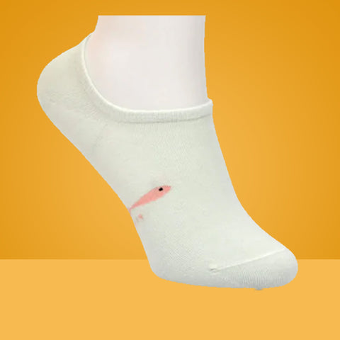 5 Packs Fish Title Design Premium Cotton No Show Ankle Socks