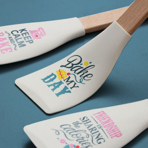 3Pcs Silicone Spatula Bamboo Wood Made