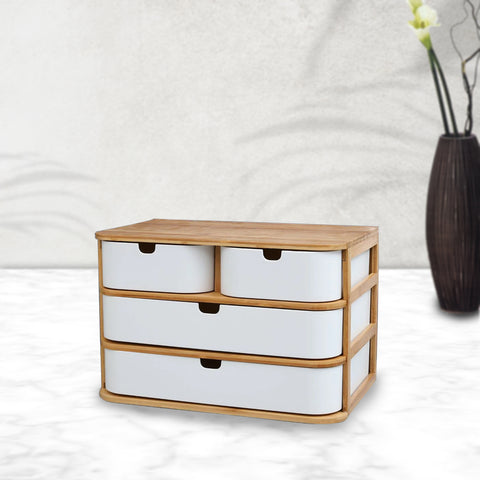 4 Drawer Bamboo Wooden Storage Box