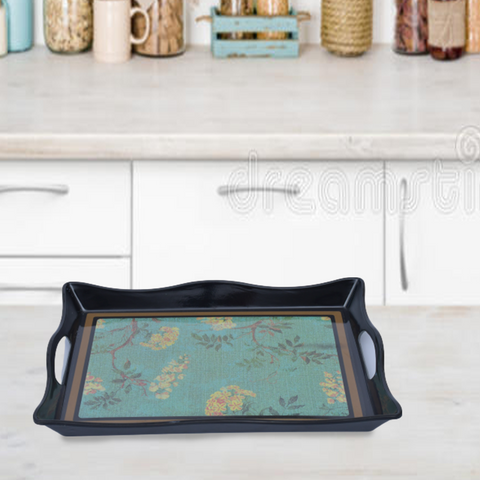 Serving Tray- Melamine Teal Floral