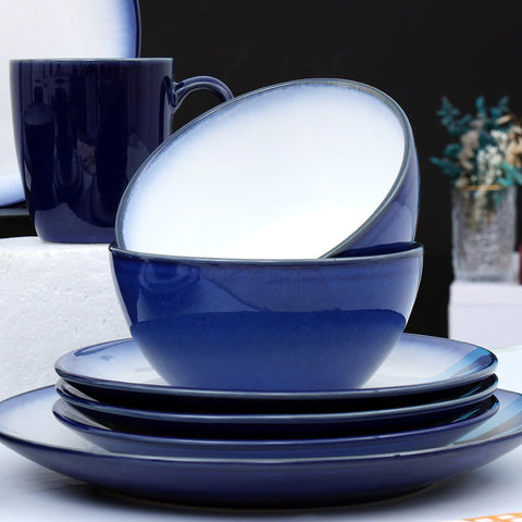 16Pcs Royal Blue Breakfast Serving Set
