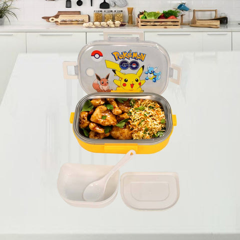 Yellow Lunch Box for kids- Cartoon Character Stainless Steel