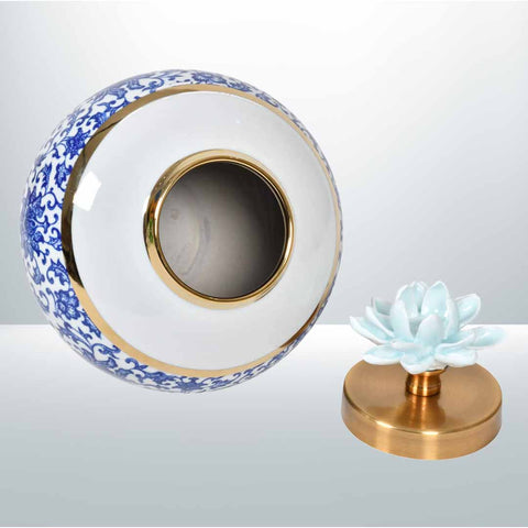 Blue And White Round Fancy Ceramic Vase