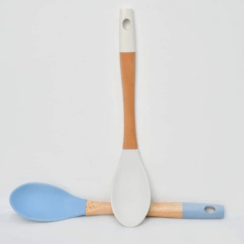 Bamboo Wood Silicone Serving Spoon