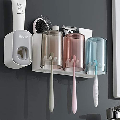 3 Section Plastic Toothbrush Caddy Korean Wall Mount Shine