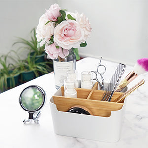 Bamboo Wood Stationery And Makeup Organizer Tessie And Jessie