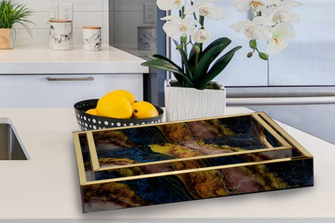 Abstract Art Rectangle Trays (Pair)