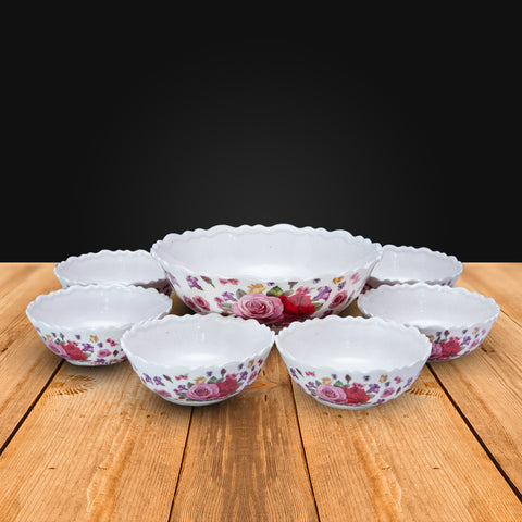 7Pcs Pink Melamine Bowl Set