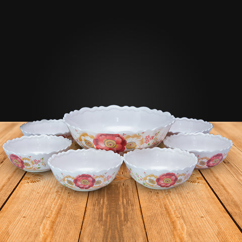 7Pcs Rose Melamine Bowl Set