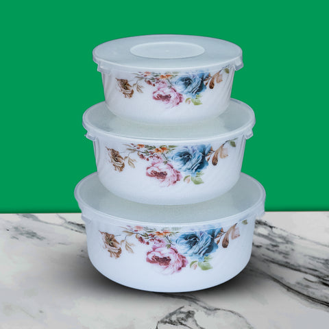 3Pcs Pink Floral Marble Bowls