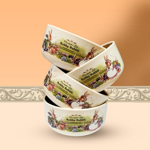 4Pcs Bobby Rabbit Plastic Bowls