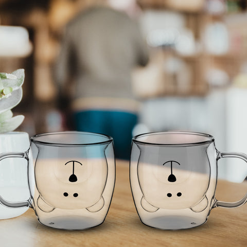 Cool Teddy Bear Double Wall Round Shape Coffee Cup