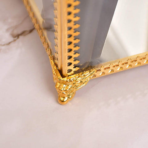 Gold Plated Square Glass Brush Holder