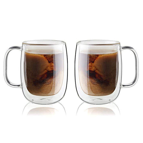 Cool Double Wall Glass Oval Shape Coffee Mug