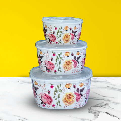 3Pcs Melamine Multi Floral Bowls