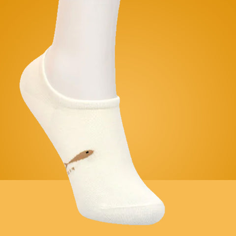 5 Packs Fish Title Design Premium Cotton No Show Ankle Socks