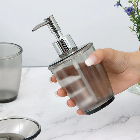 3Pcs Glossy Grey Plasticware Bath Accessories Set