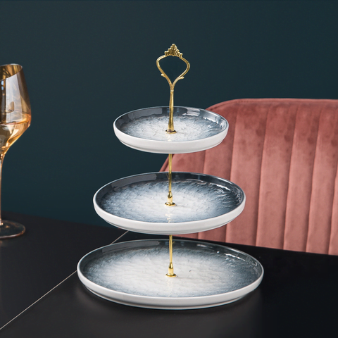 Ceramic Tray 3 Tier Nordic Style Round