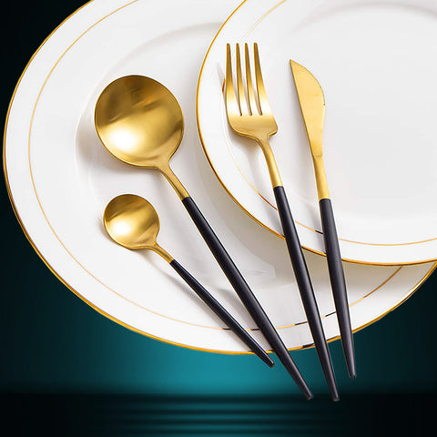 4Pcs Stainless Steel Green Cutlery Set