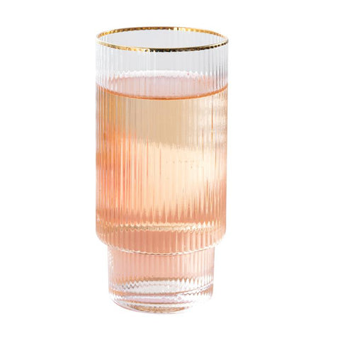 6Pcs Vertical Stripe Gold Glass Set