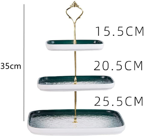 3 Tier Ceramic Tray European Style- Green