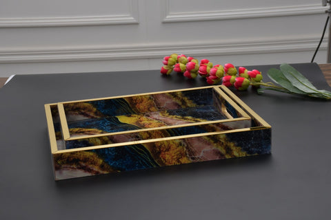 Abstract Art Rectangle Trays (Pair)