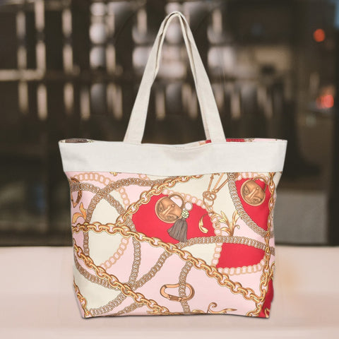 Pink Ladies Chain Tote  Shoulder Bag