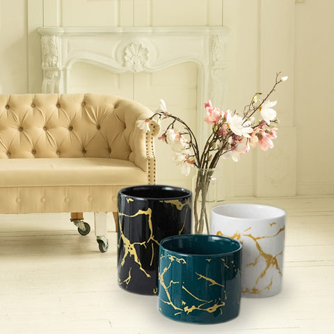 Green Marble Doppelganger Porcelain Flower Pot