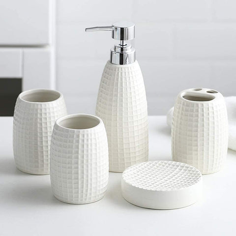 4 Pcs Stoneware Beige Monica Bath Set
