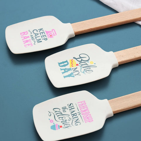 3Pcs Silicone Spatula Bamboo Wood Made