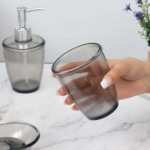 3Pcs Glossy Grey Plasticware Bath Accessories Set