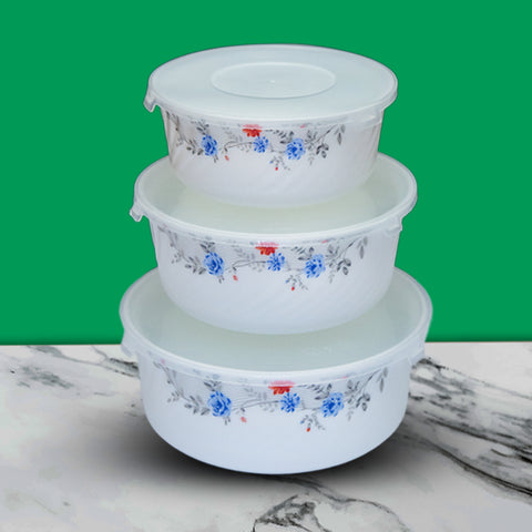 3Pcs Blue Floral Marble Bowls