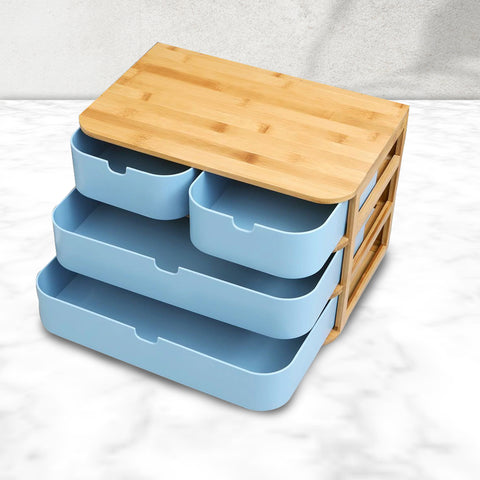 4 Drawer Bamboo Wooden Storage Box
