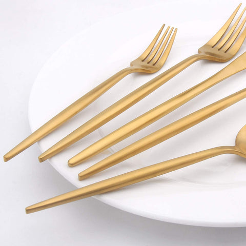 24Pcs Luxury Gold Matte Cutlery Set